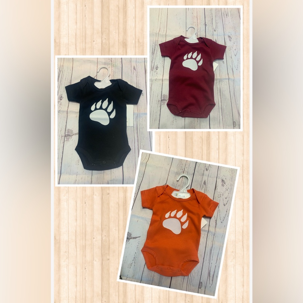 Newborn -12 Months Unisex Paw Print One Piece Bodysuit Bubble NWT